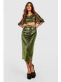 Chartreuse Bright Sequin Midi Skirt