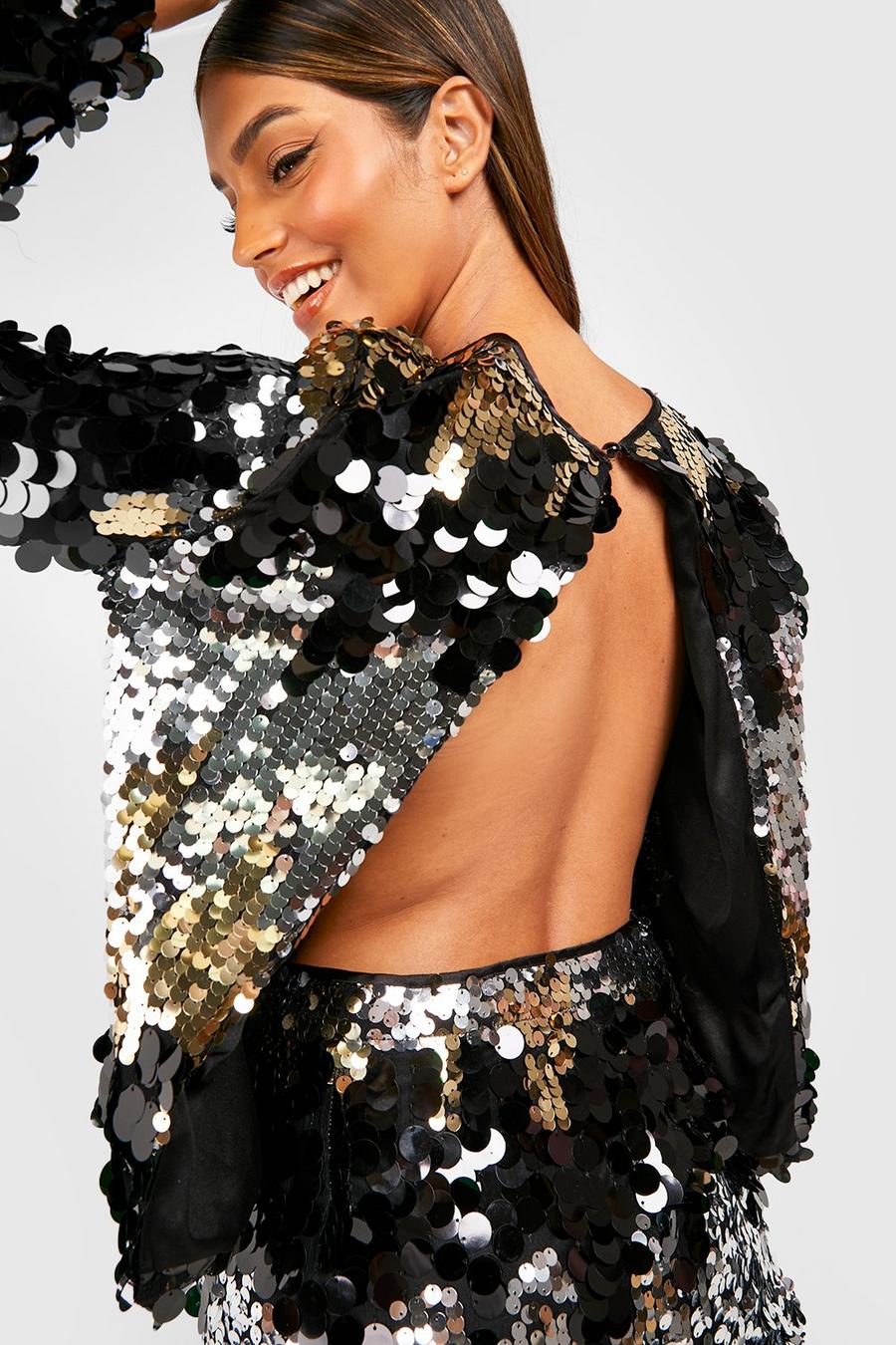 Women Glitter Sparkly Outfits Shiny Long Sleeve Blouse Sequin Bra Top Loose  Fit Pants Vintage Disco Party Clubwear