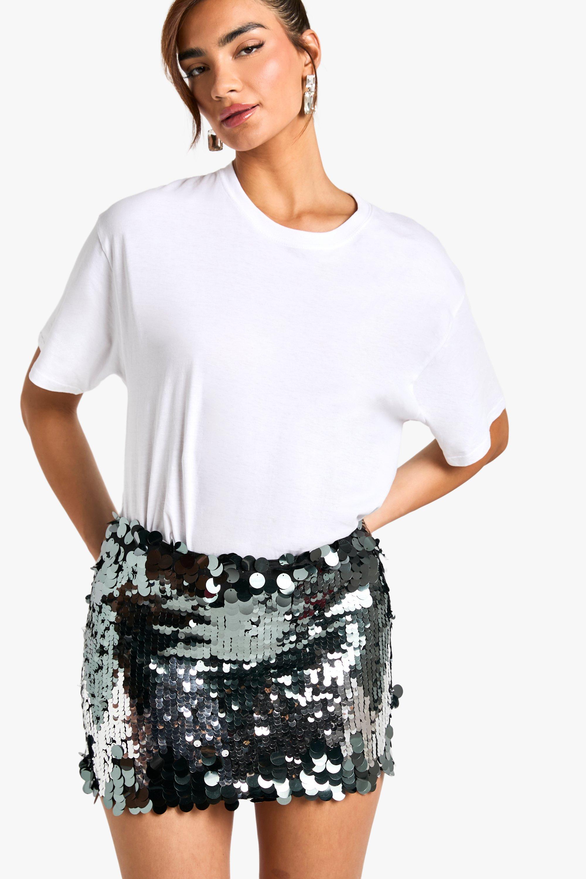 Silver Multi Sequin Mini Skirt 