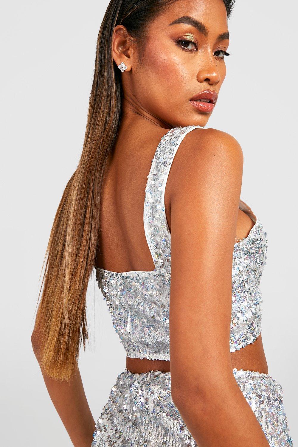 Iridescent Sequin Square Neck Cami