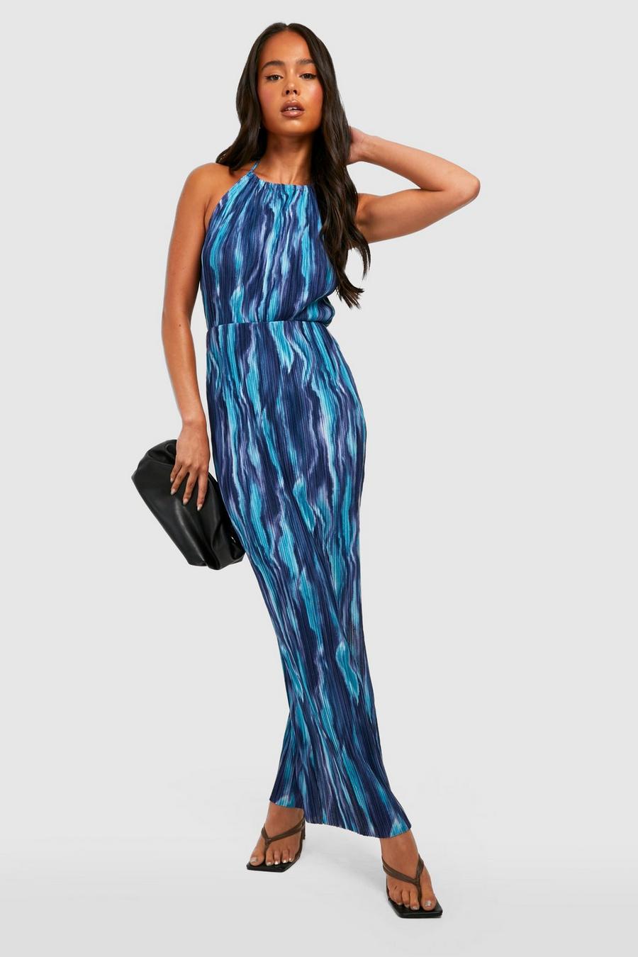 Blue שמלת מקסי פליסה עם הדפס, פטיט image number 1