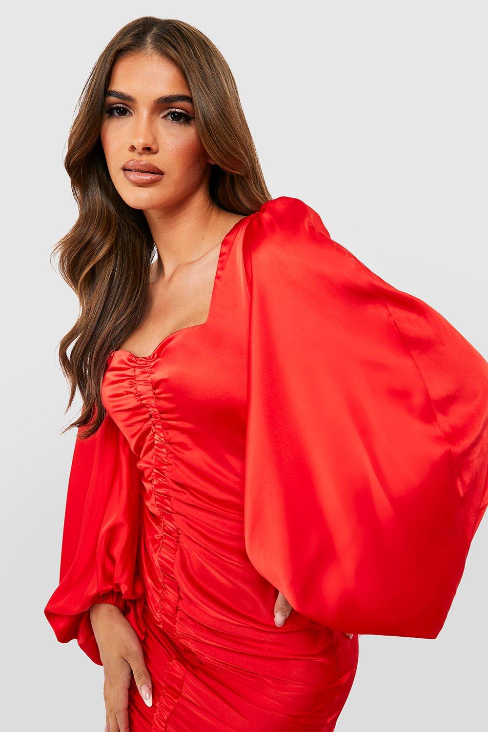 Mini red satin outlet dress