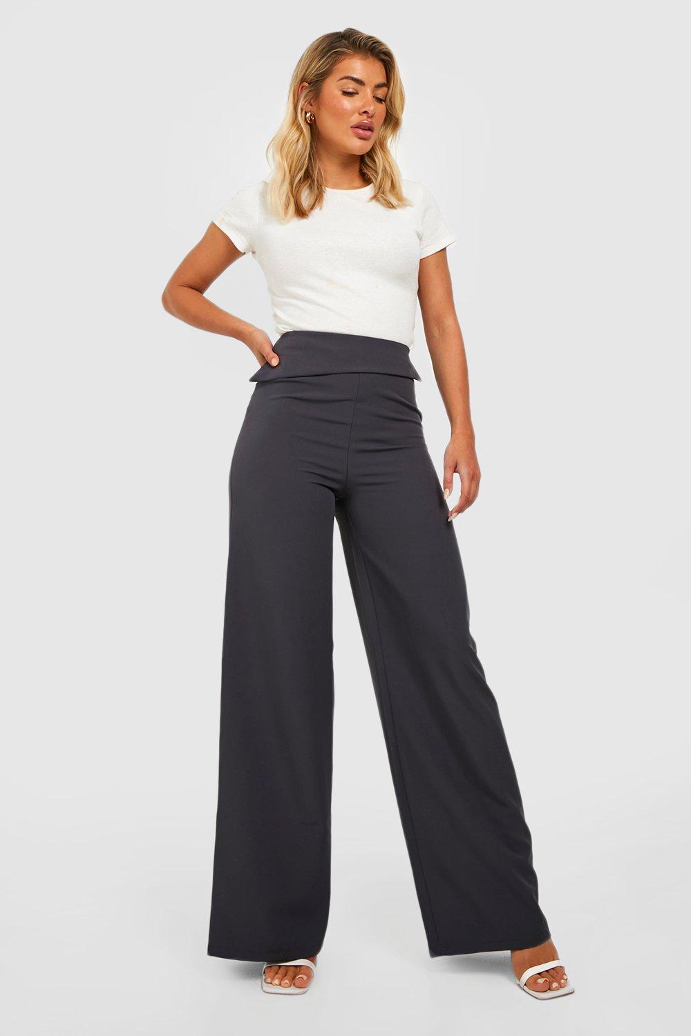 Woven Folded Waistband Slouch Trousers