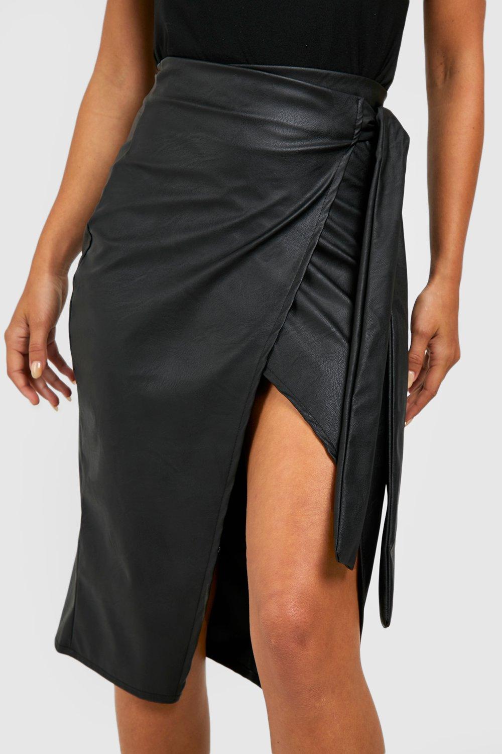 It's-A-Wrap Faux Leather Midi-Skirt curated on LTK