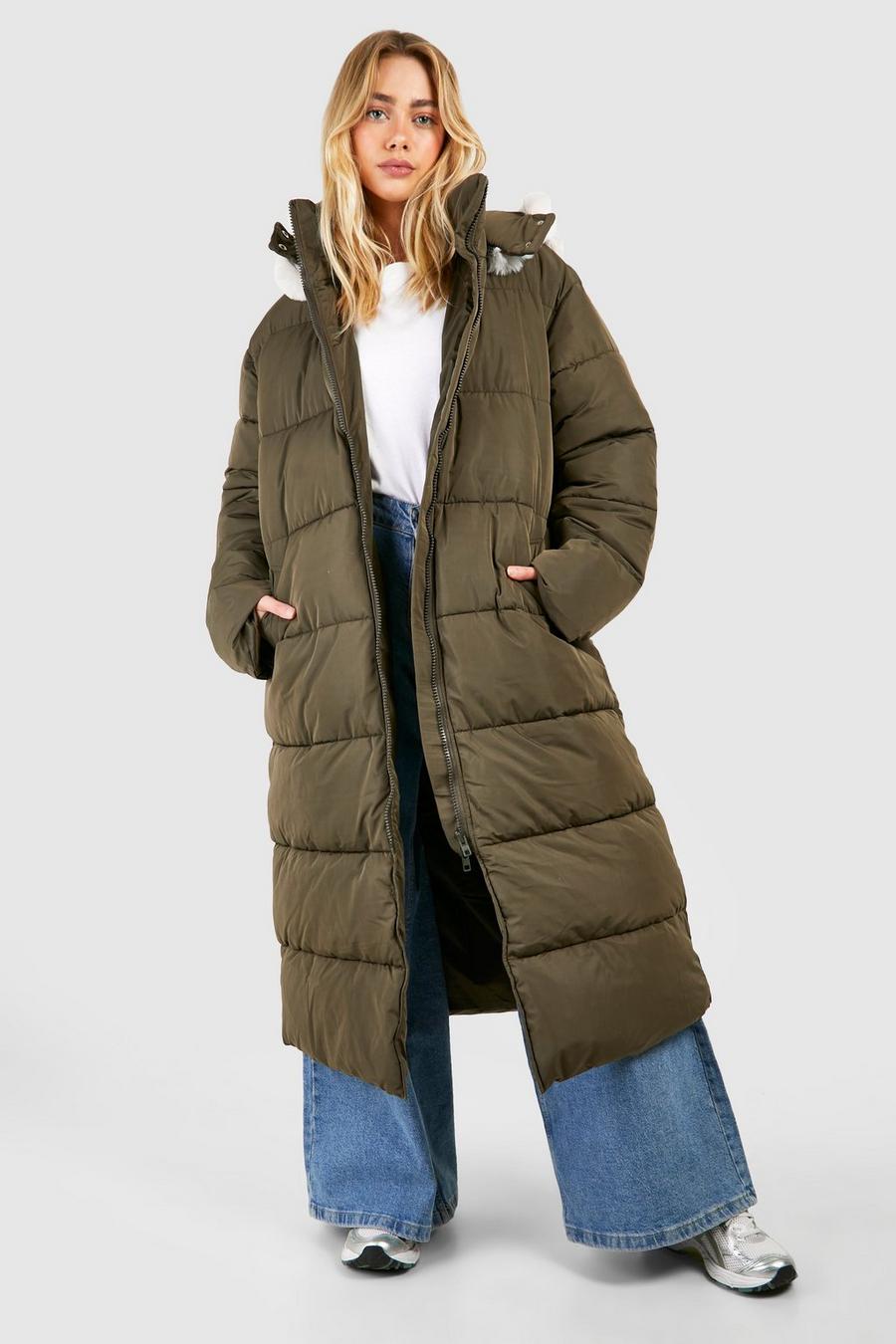Hengshikeji Women’s Winter Cotton Coat Parka Jacket Long Puffer Outerwear Slim Overwear with Faux Fur Hood 