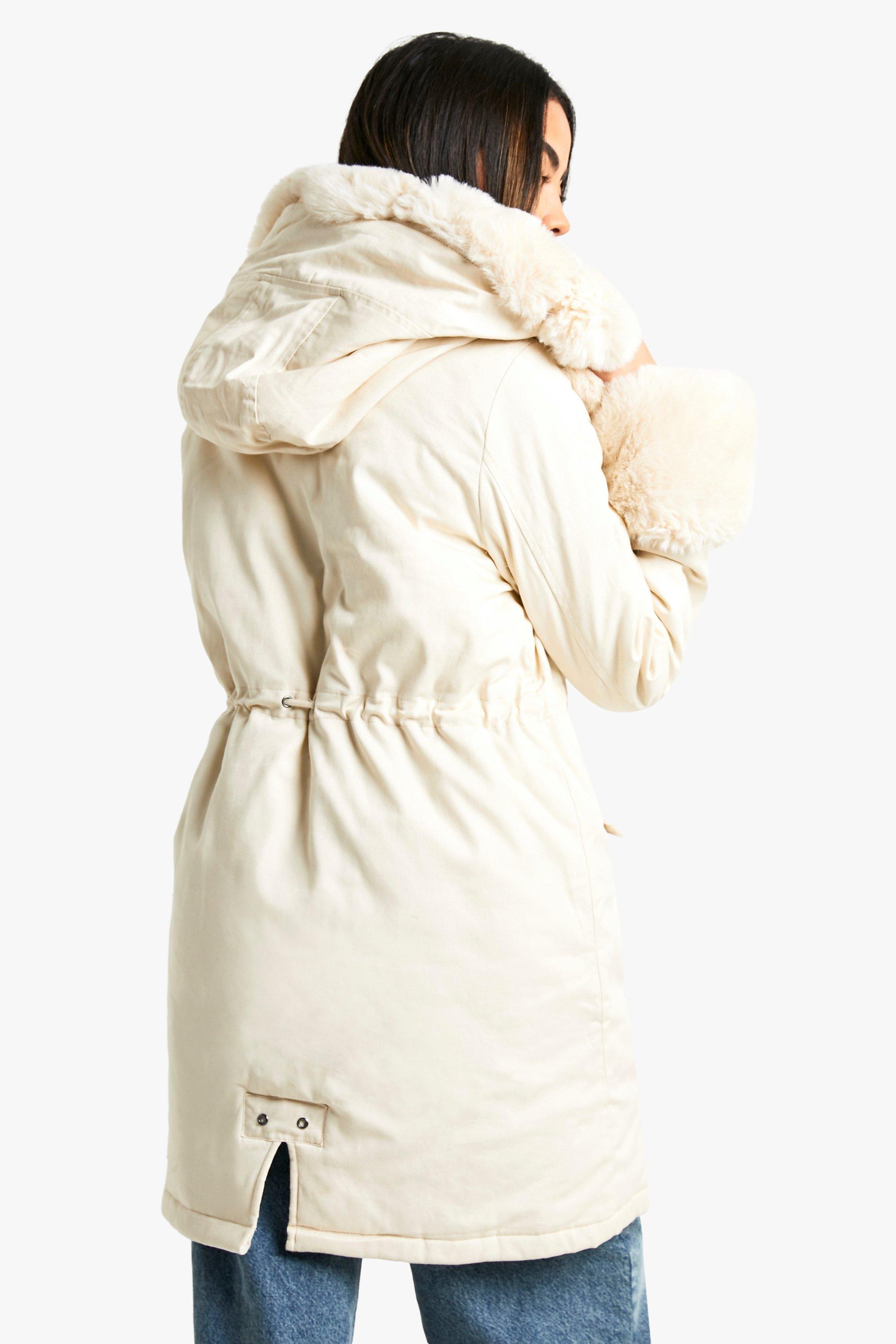 Ladies cream hot sale parka coats