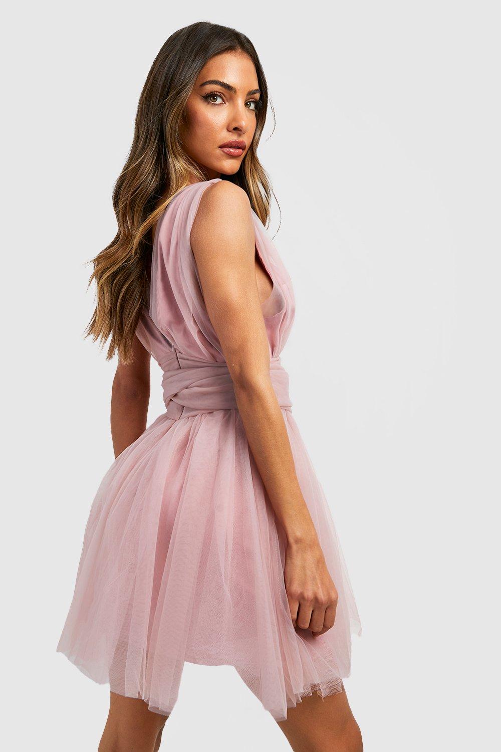 Tulle Plunge Skater Dress, 57% OFF