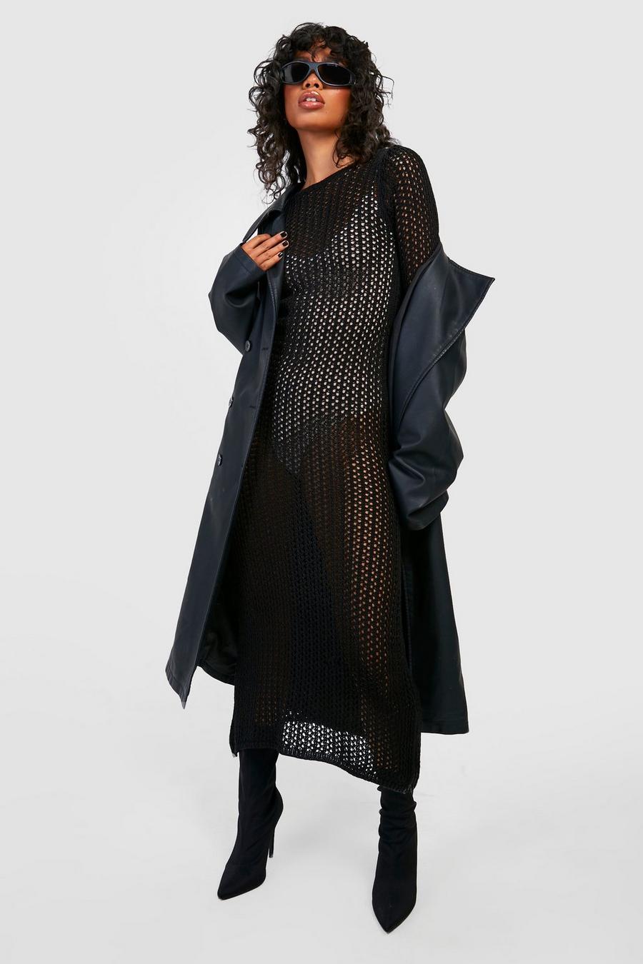 Black Crochet Maxi Dress image number 1