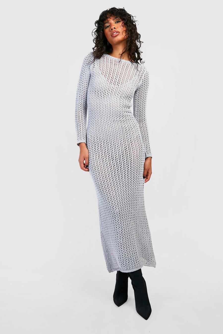 Grey Crochet Maxi Dress image number 1