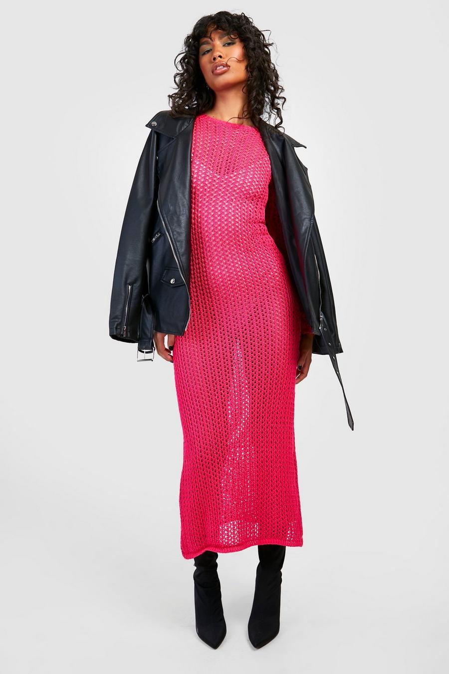 Hot pink Crochet Maxi Dress image number 1