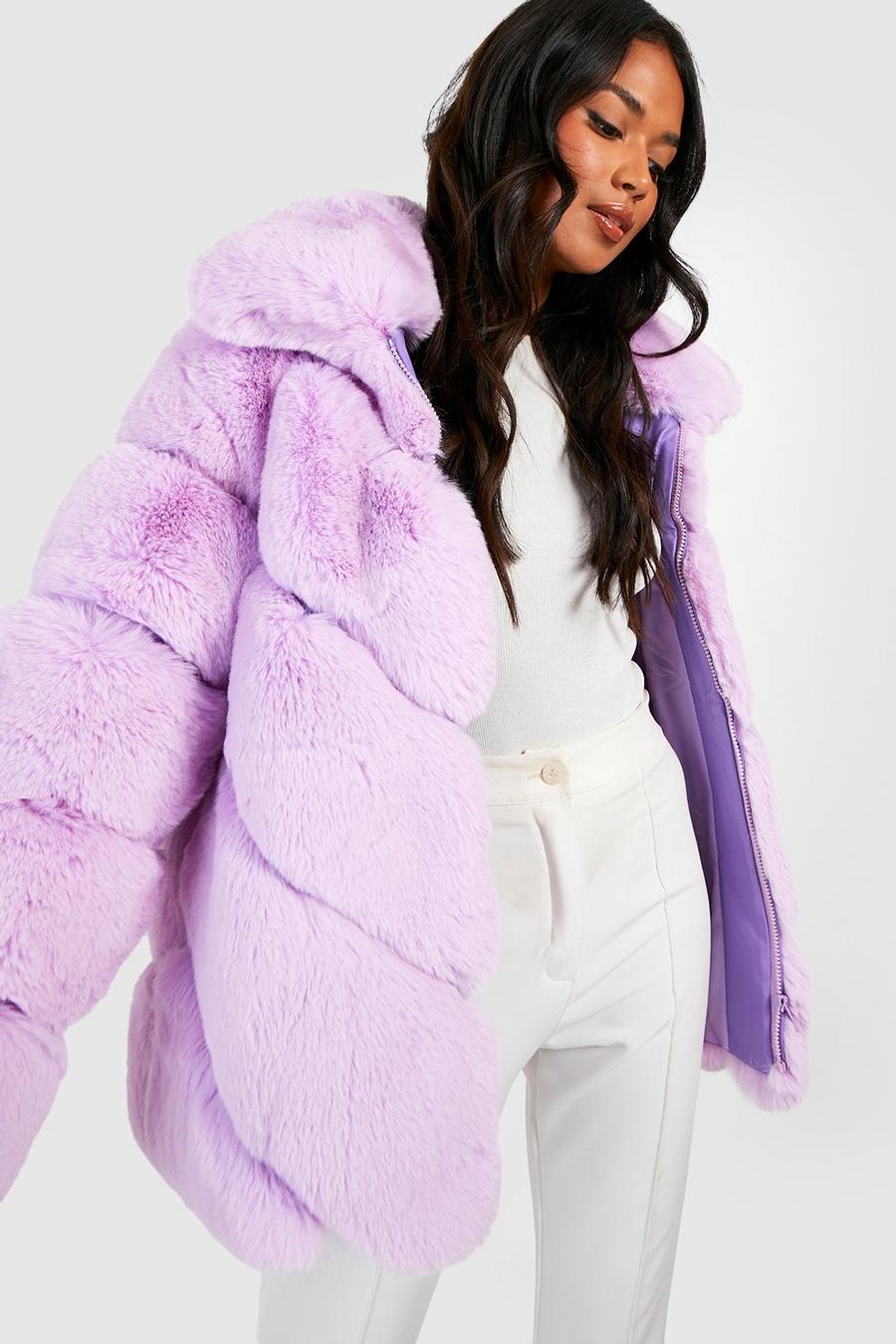 Lilac violet Luxe Faux Fur Coat