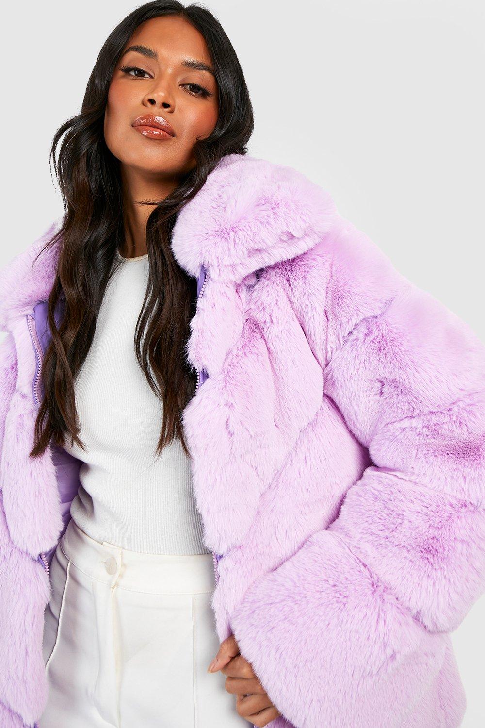 Boohoo pink fur on sale coat