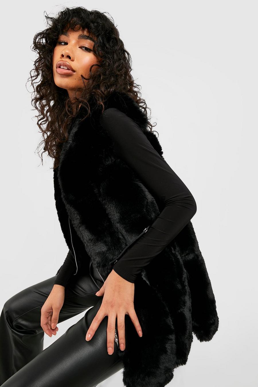 Black Luxe Faux Fur Gilet image number 1