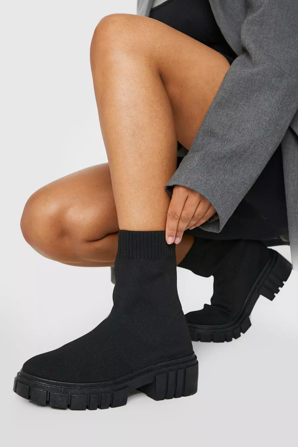 Black Wide Fit Knitted Chunky Sock Boot alternative image