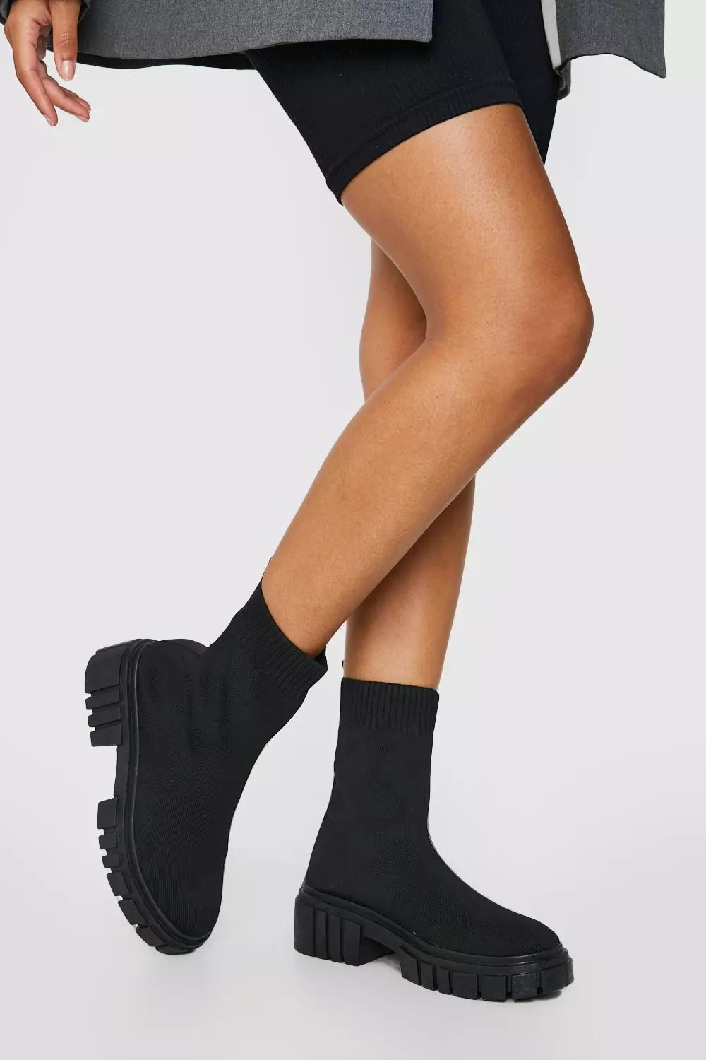 Black Wide Fit Knitted Chunky Sock Boot alternative image