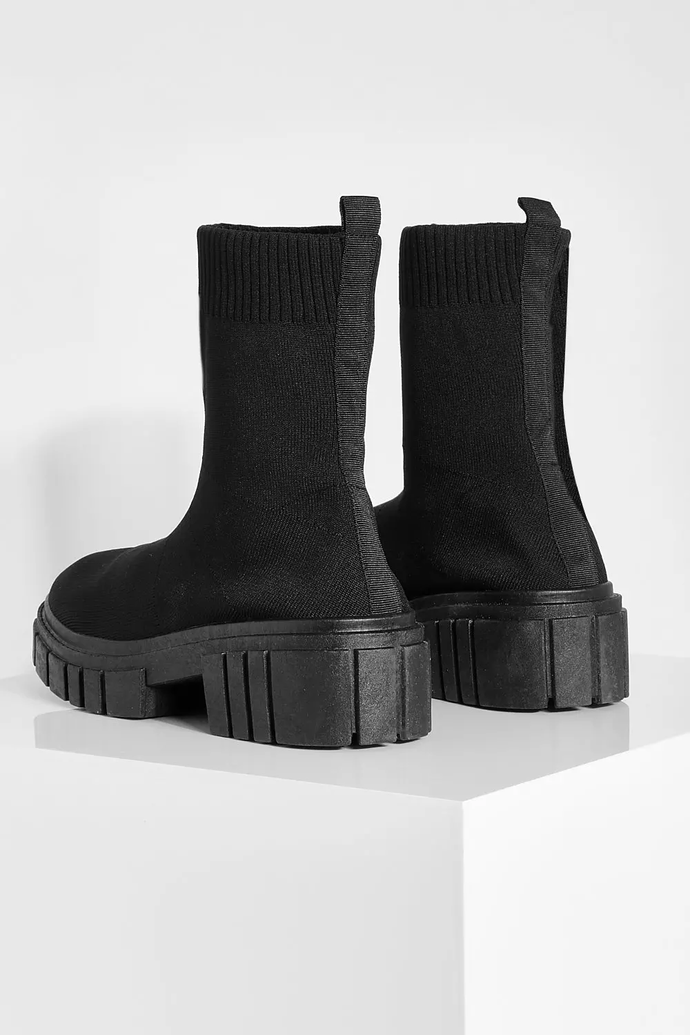 Black Wide Fit Knitted Chunky Sock Boot alternative image