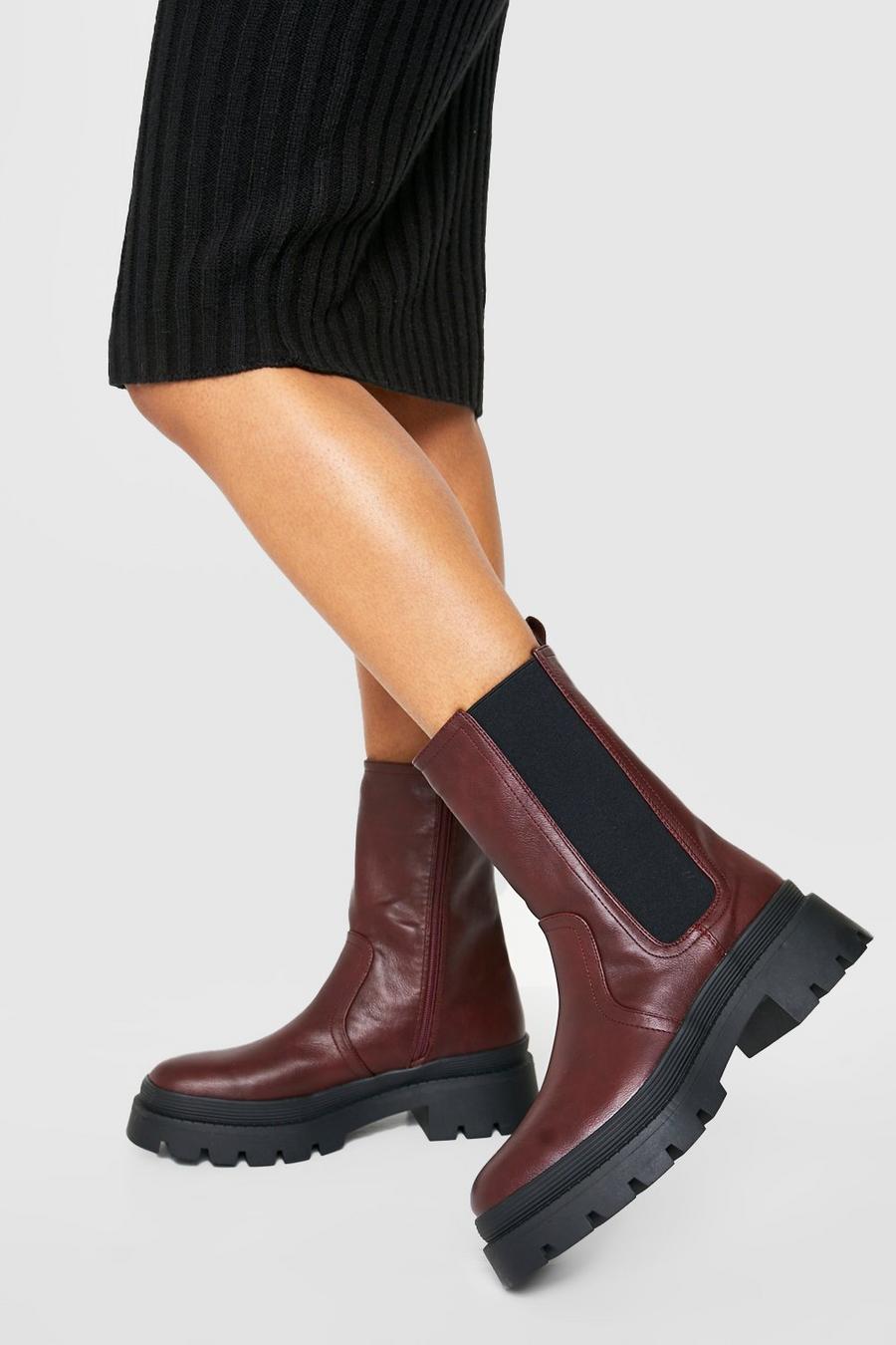 Merlot rosso Chunky Rand Chelsea Boots