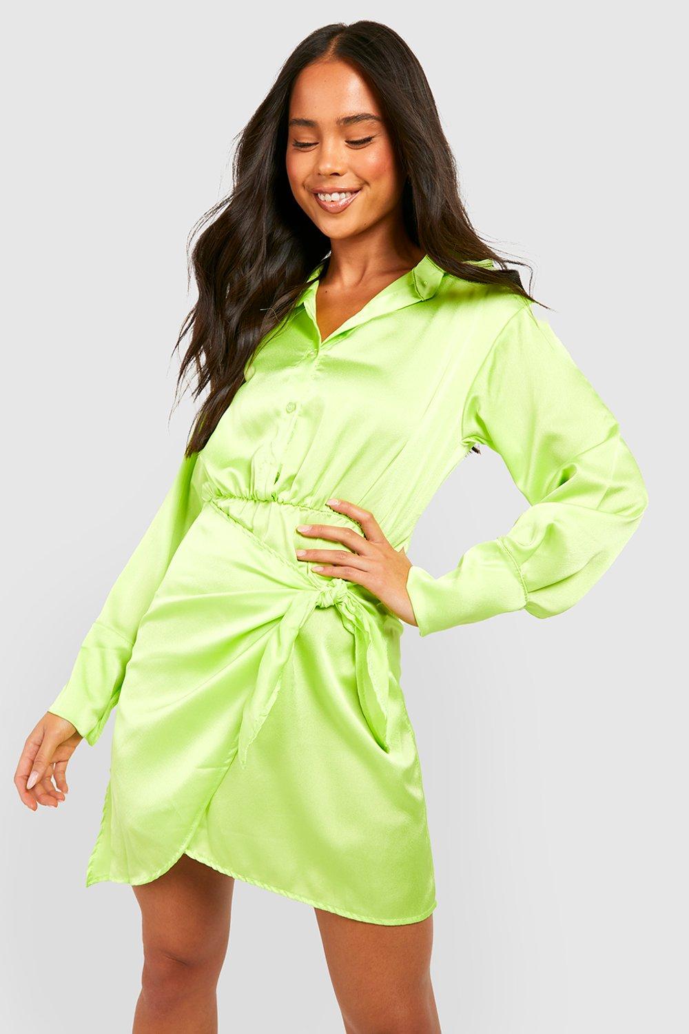 Boohoo neon green store dress