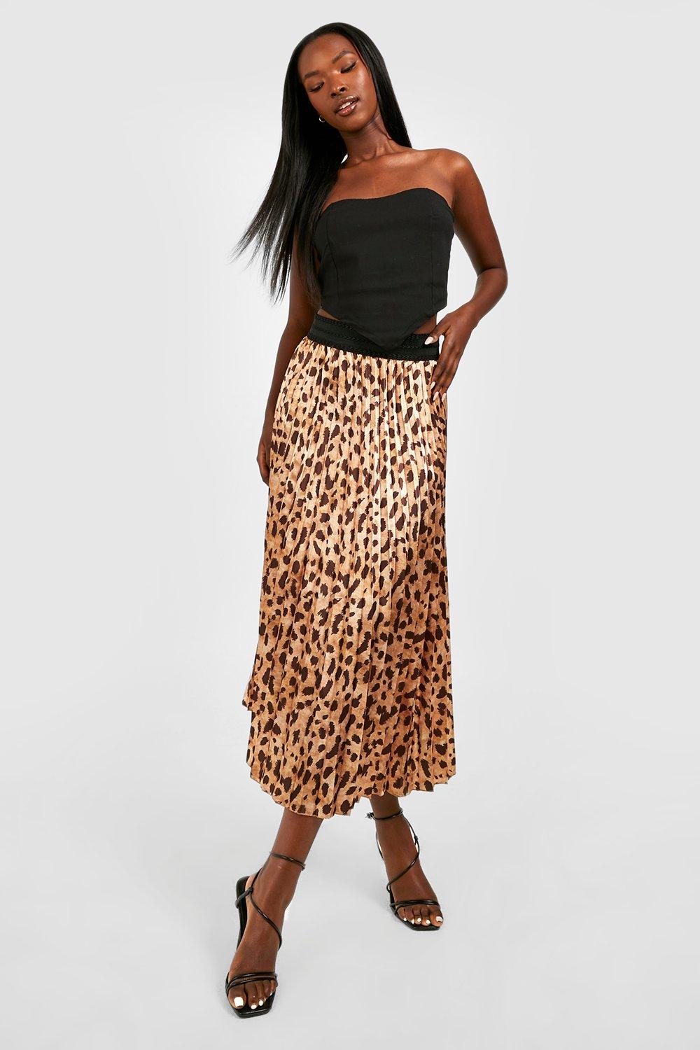 Leopard satin clearance skirt