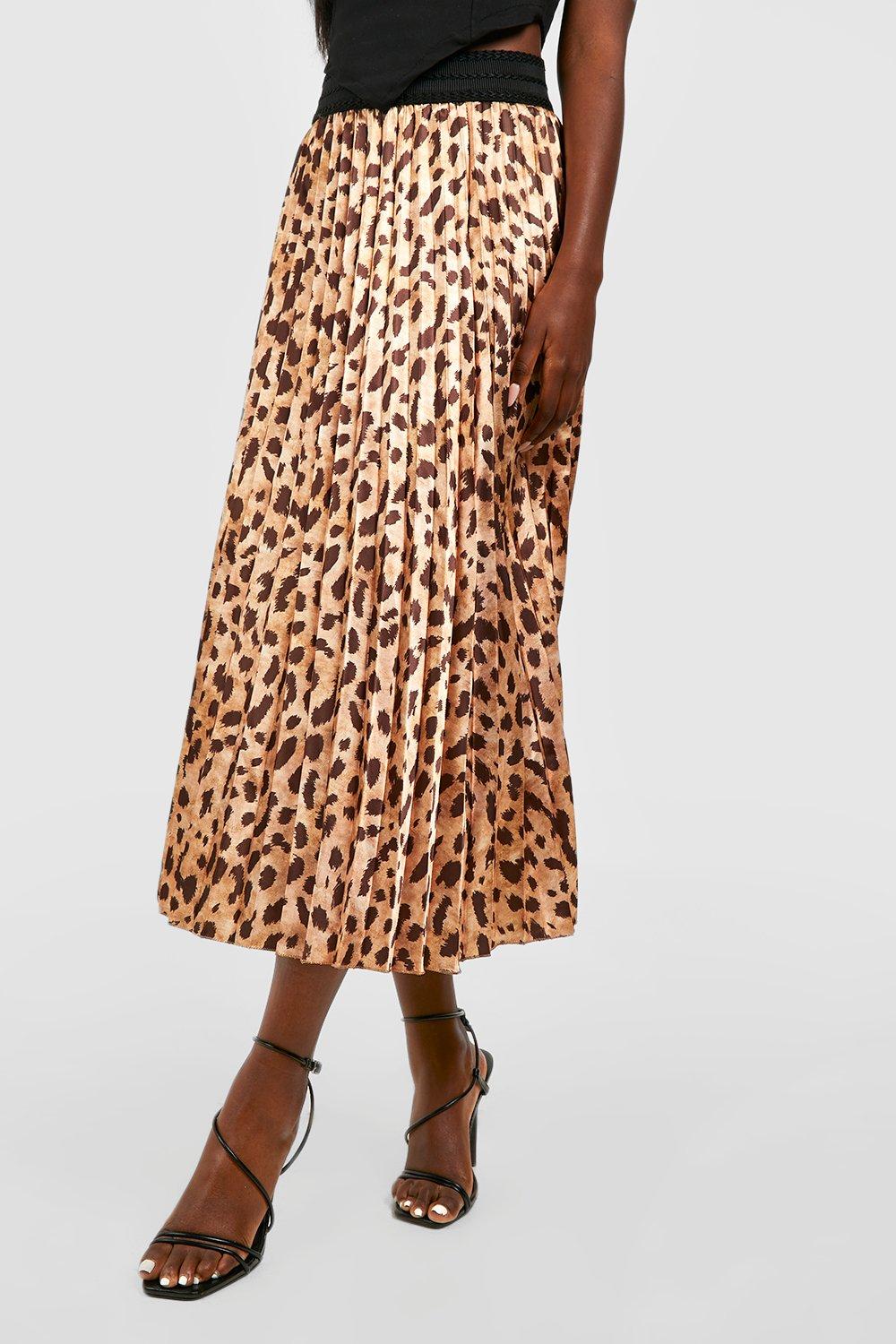 Jupe plissée longue online leopard