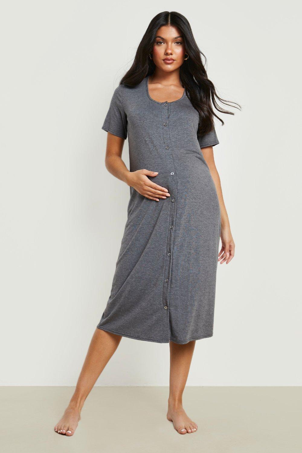 Buy Mamalicious Grey Maternity Button Front Comfort Night Dress With Nursing  Function from Next USA