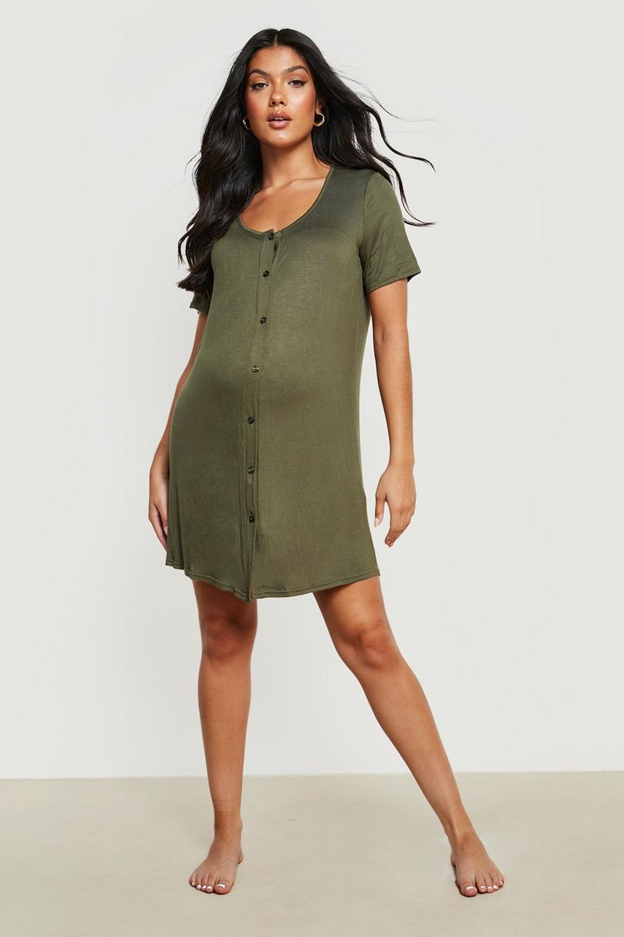 Khaki Maternity Button Front Nightie image number 1