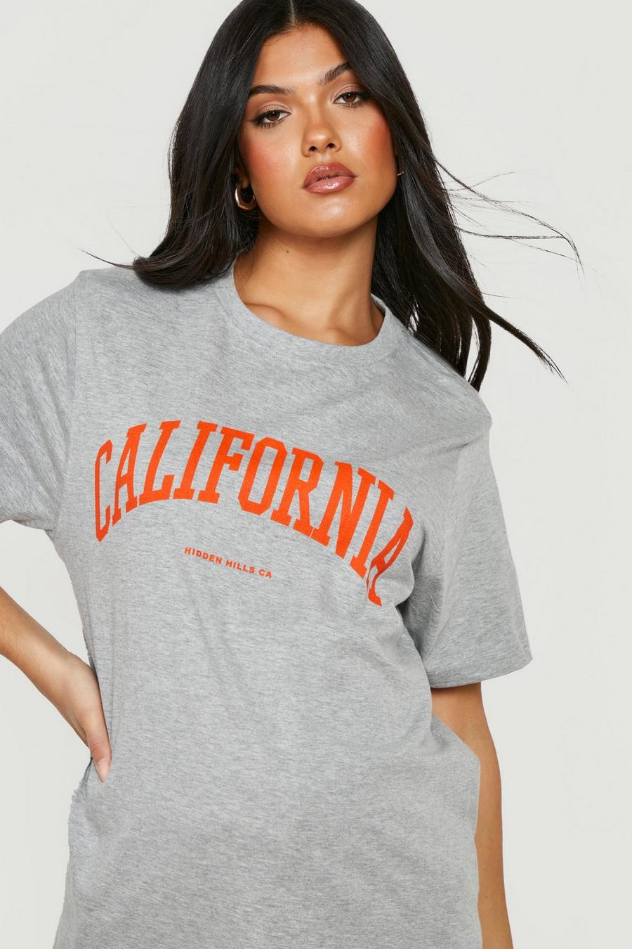 T-shirt Premaman con stampa California davanti, Grey marl grigio