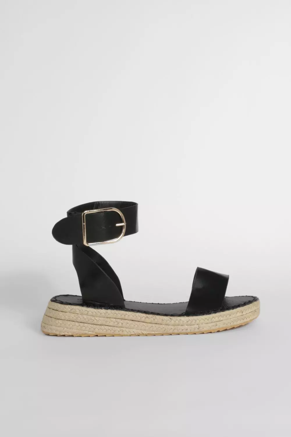 Black Buckle Detail Two Part Flatforms alternative image