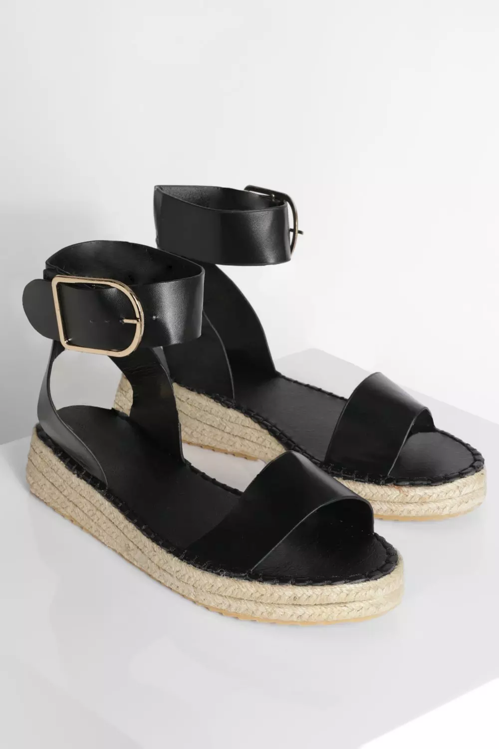 Black Buckle Detail Two Part Flatforms alternative image