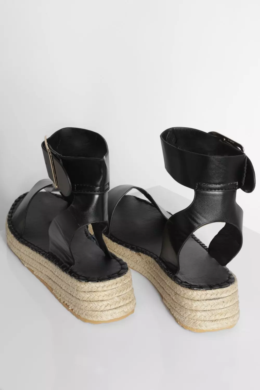Black Buckle Detail Two Part Flatforms alternative image