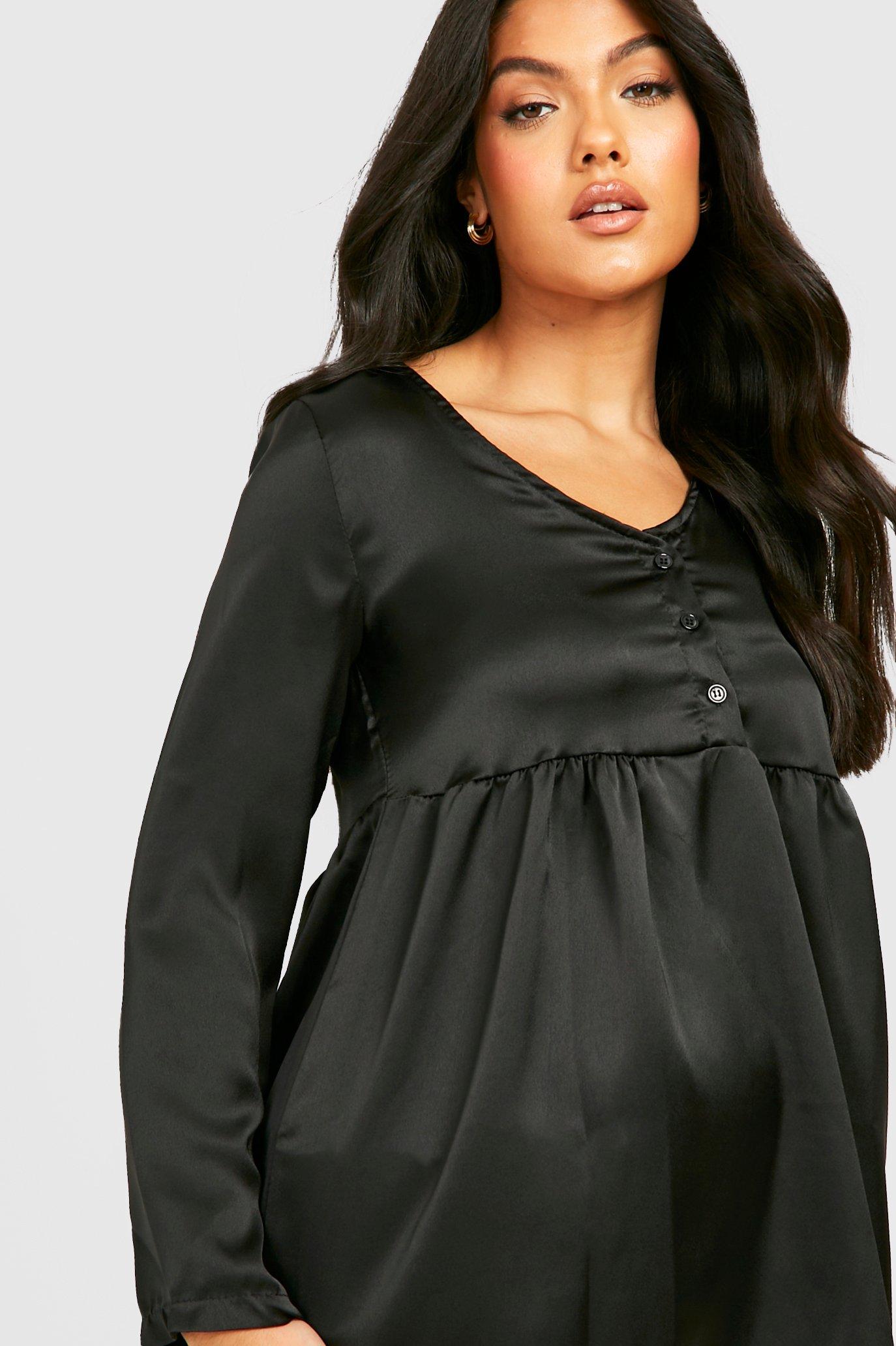 Maternity Satin Button Smock Top