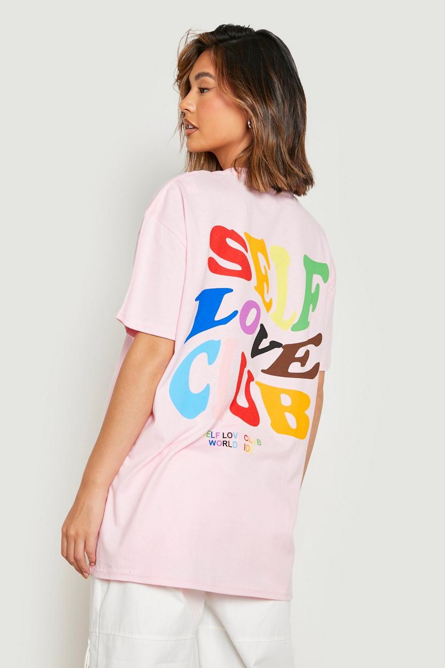 T-shirt oversize à slogan Self Love - Pride, Light pink image number 1