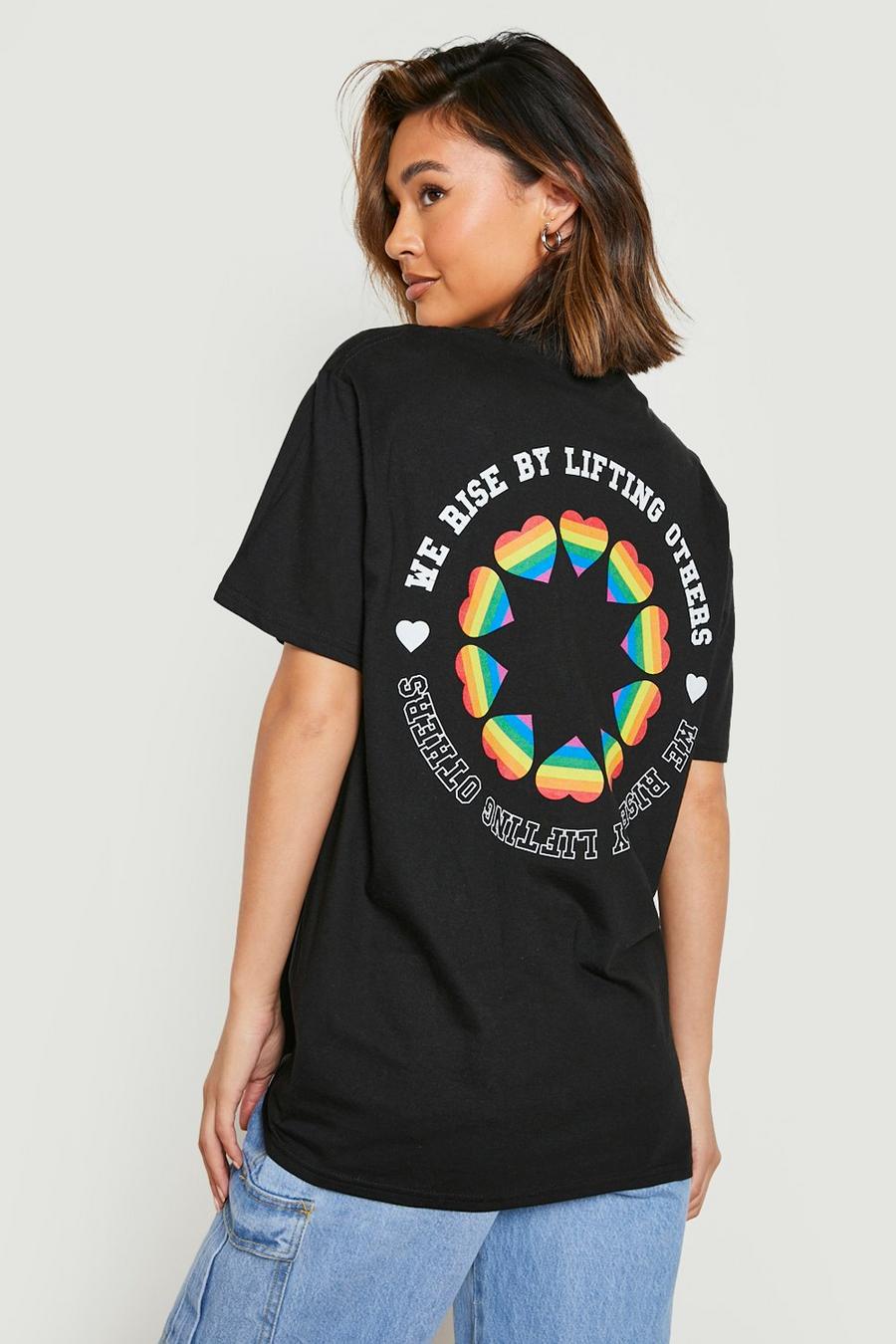 Black Pride Circle Slogan Printed Oversized T-shirt image number 1
