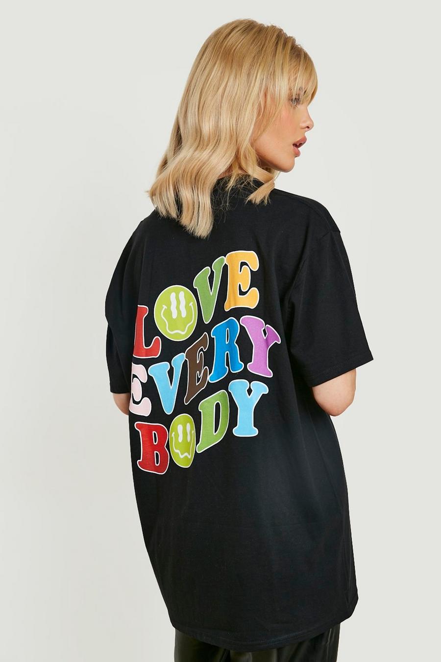 Black Pride Love Slogan Printed Oversized T-shirt  image number 1