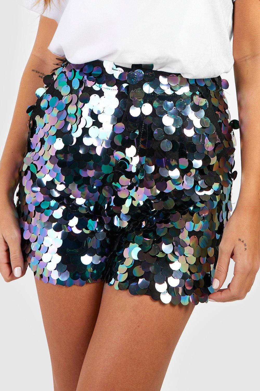 Empire Sequin Shorts Silver By Cazinc The Label, 47% OFF