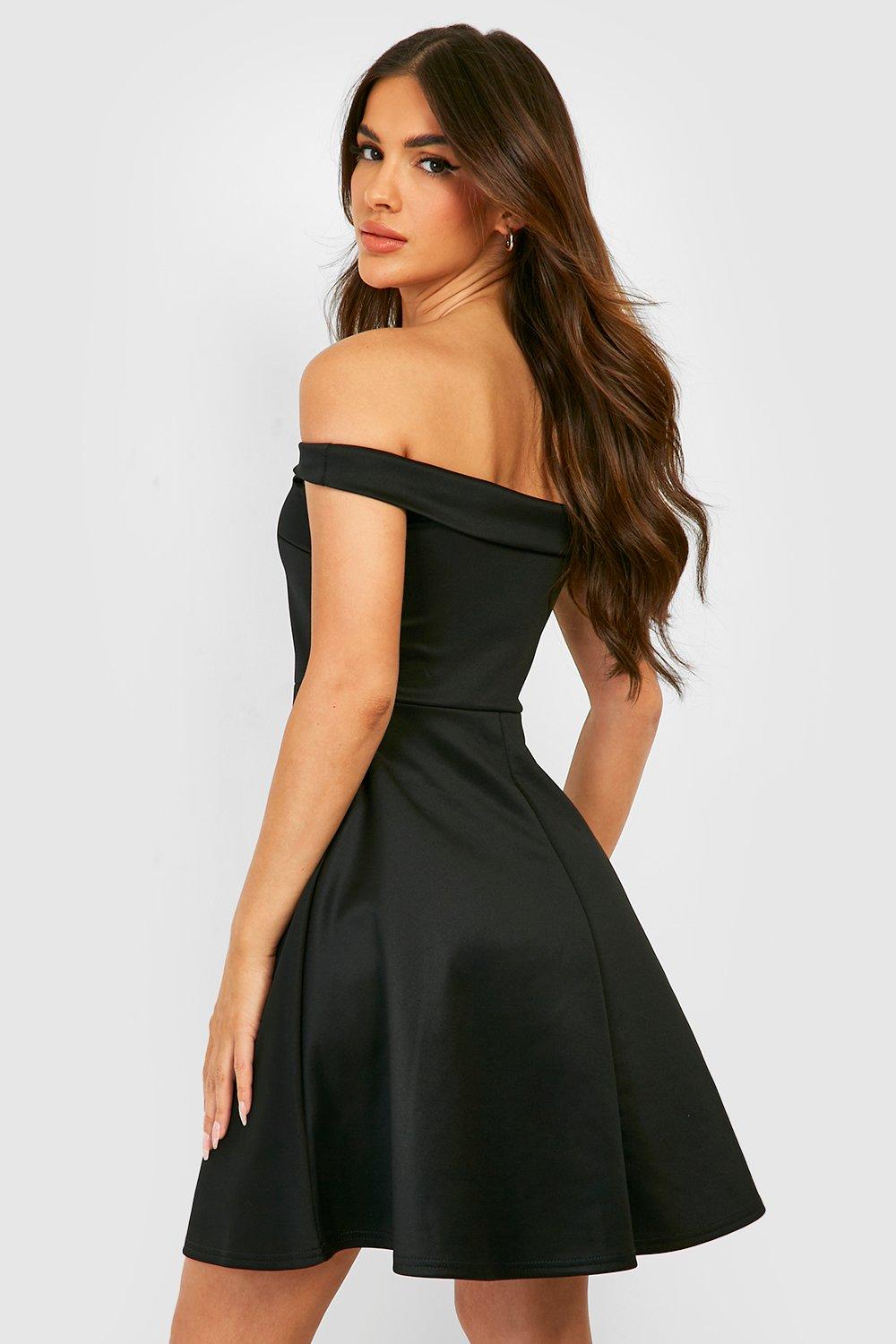 Boohoo off shoulder outlet skater dress