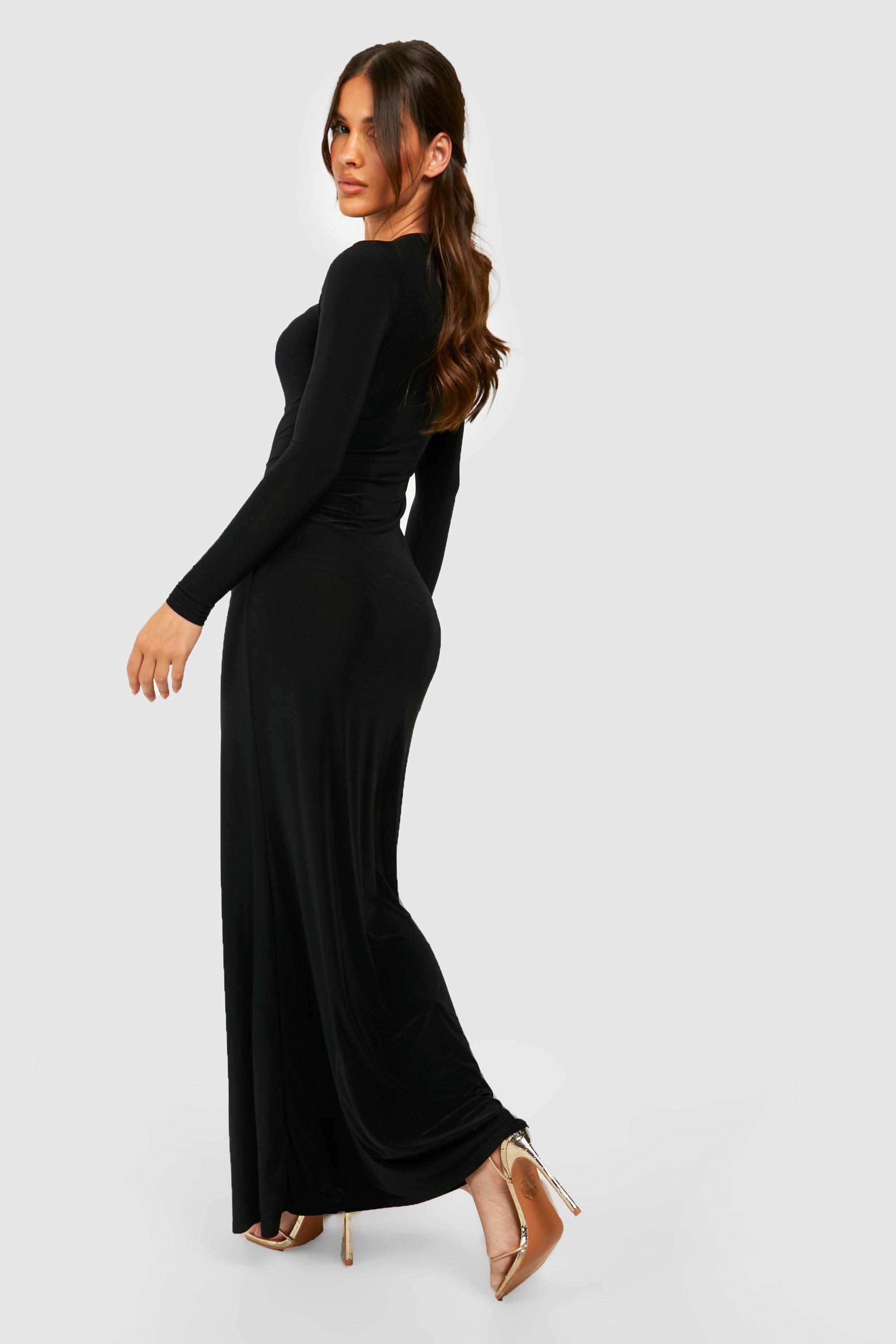 long sleeve slinky maxi dress