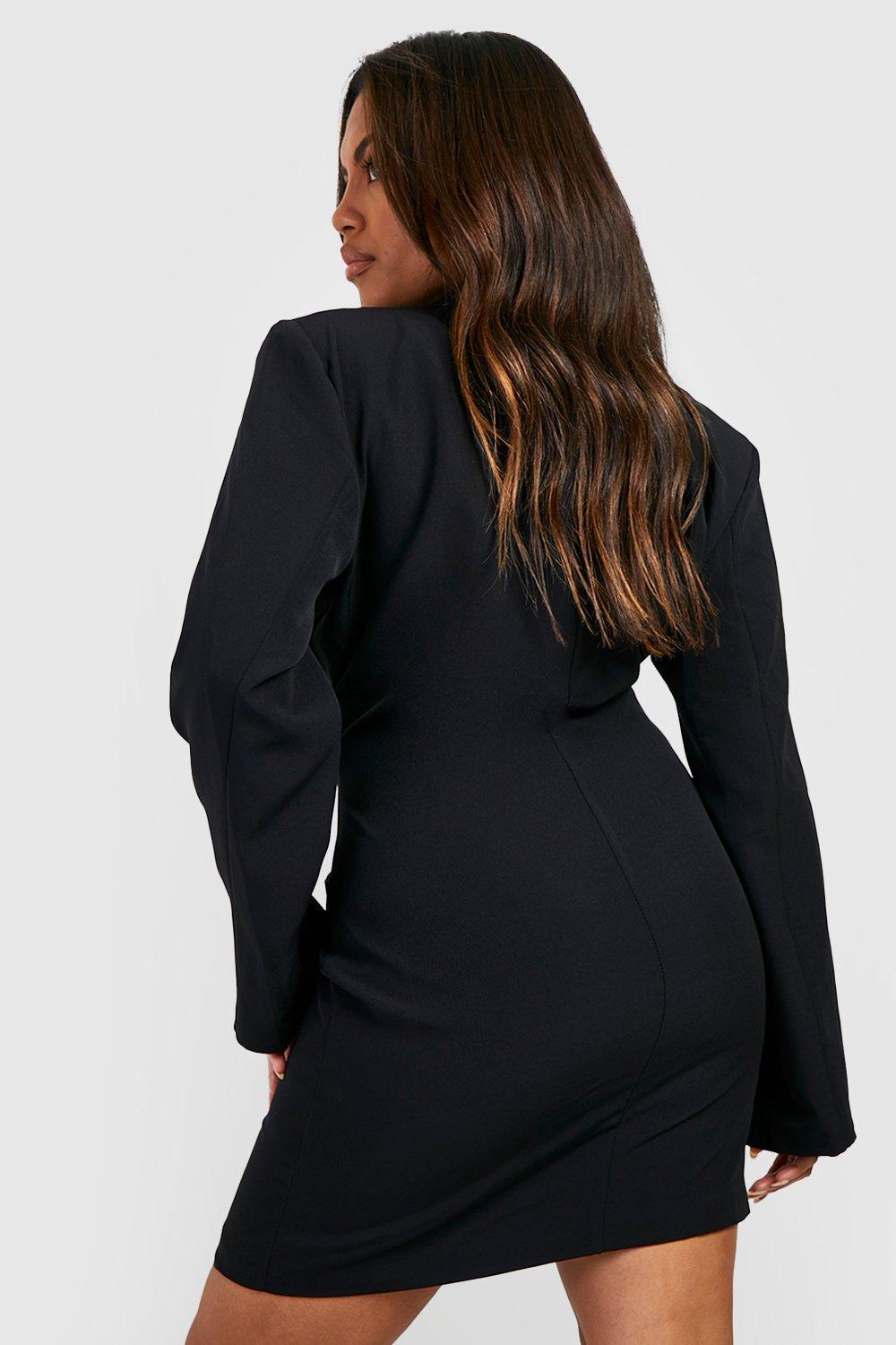 Black plunge blazer clearance dress