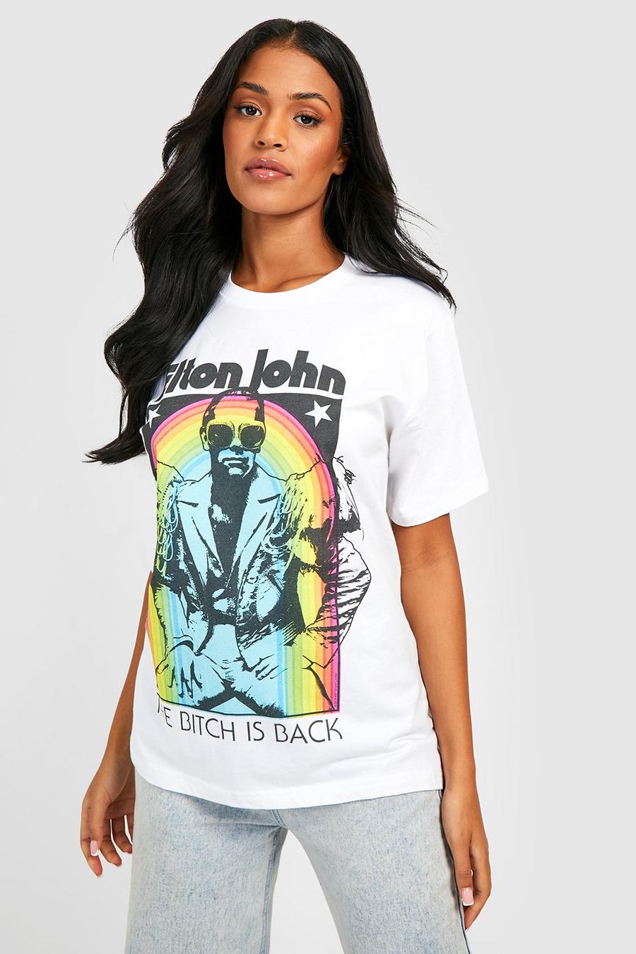 White Tall Elton John Licence Graphic T-Shirt image number 1