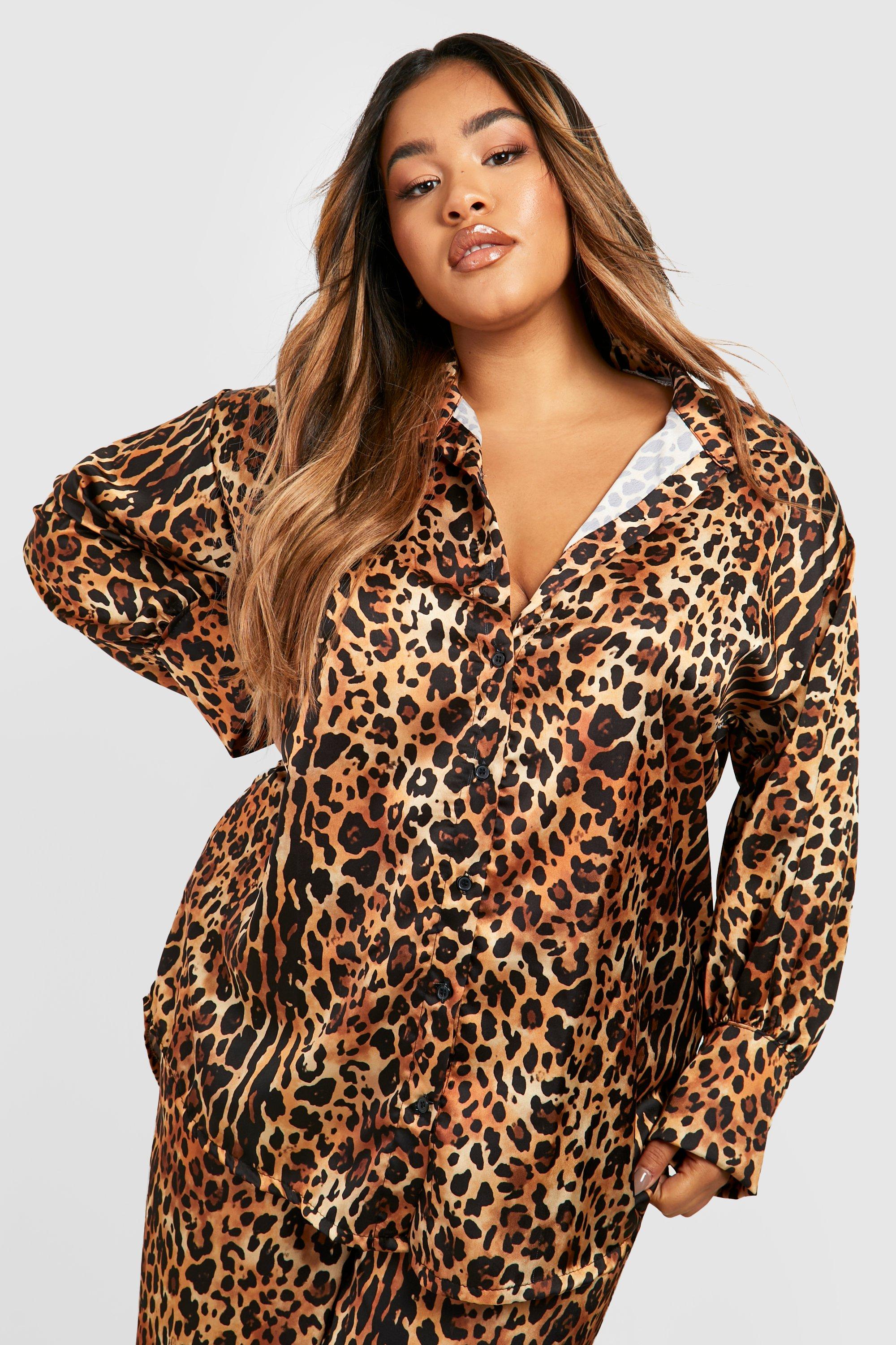 Plus size cheetah print shirt hotsell