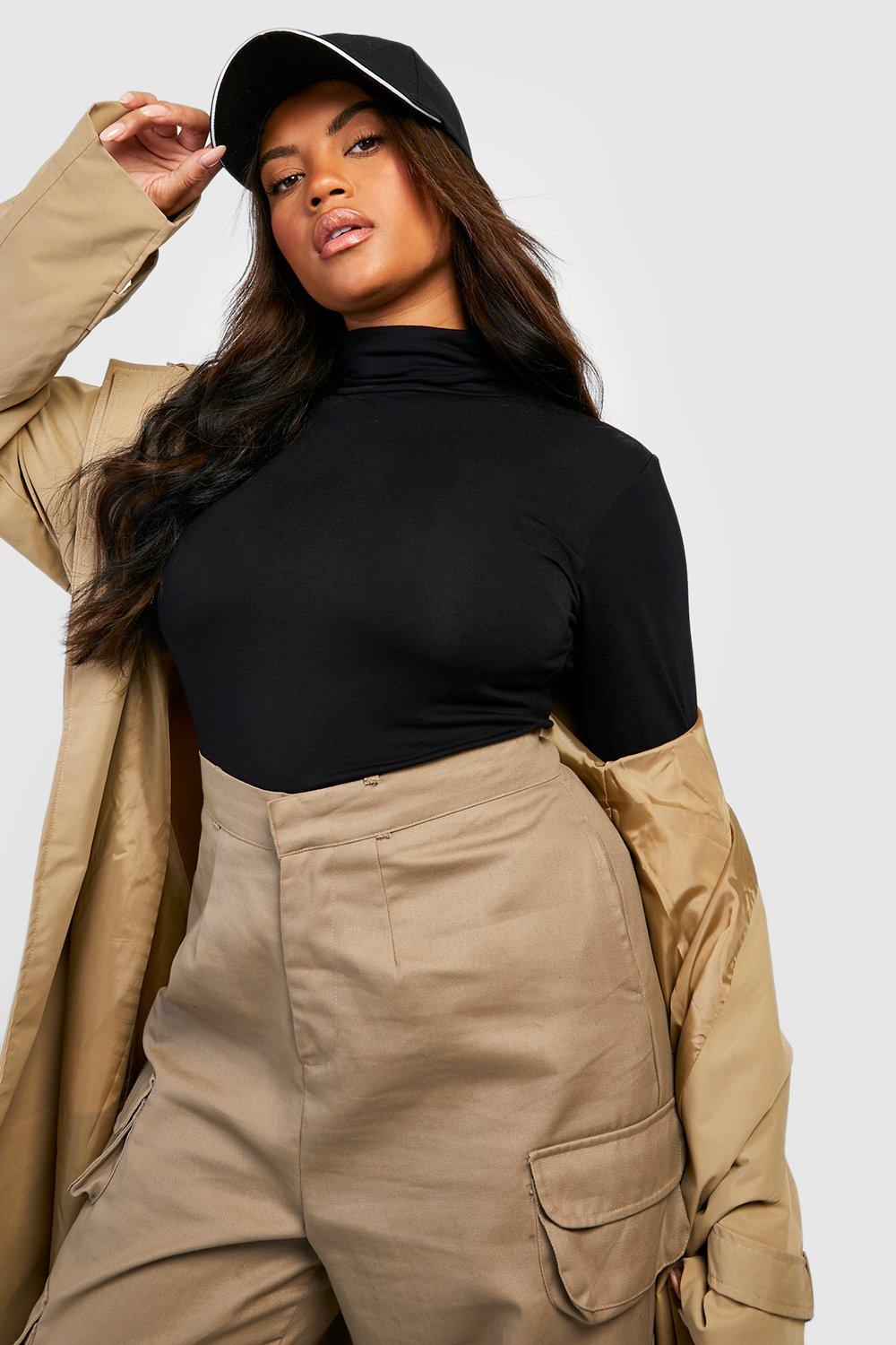 Black polo neck shop long sleeve top