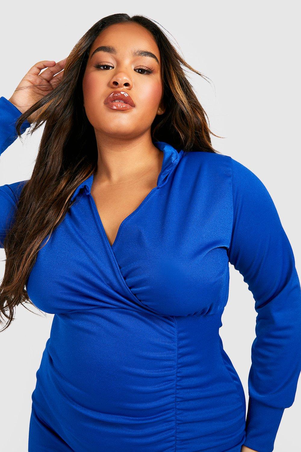 Plus Ruched Detail Shirt Dress boohoo USA