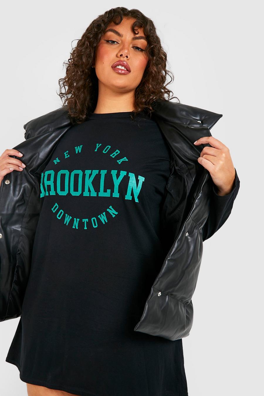 Black svart Plus Brooklyn Downtown Printed T-shirt Dress