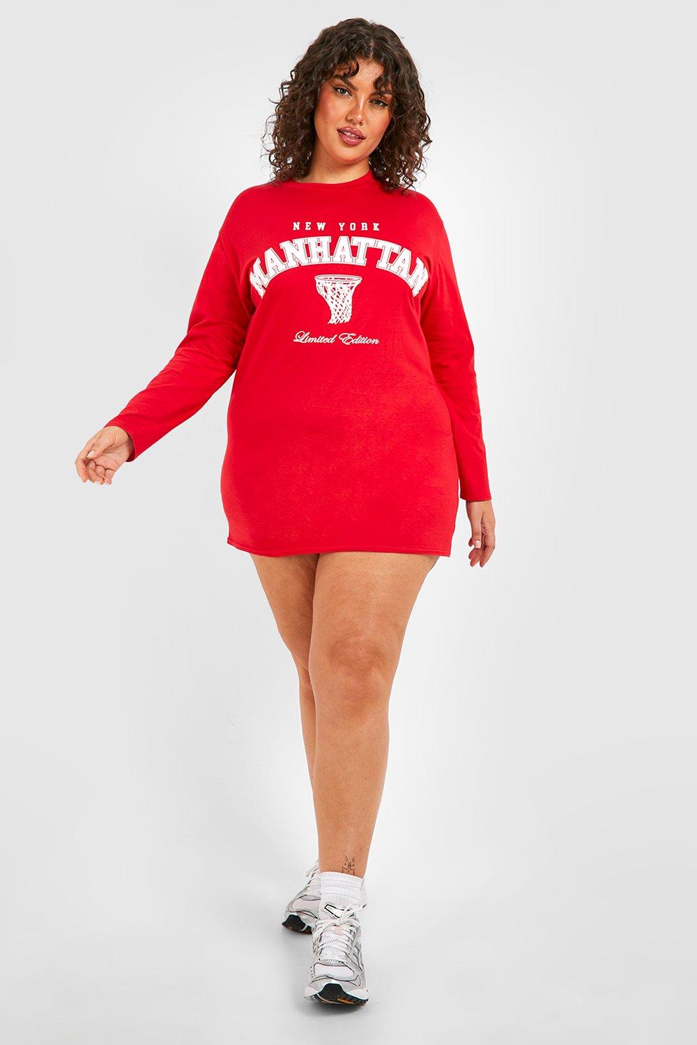 Red plus size t cheap shirt dress