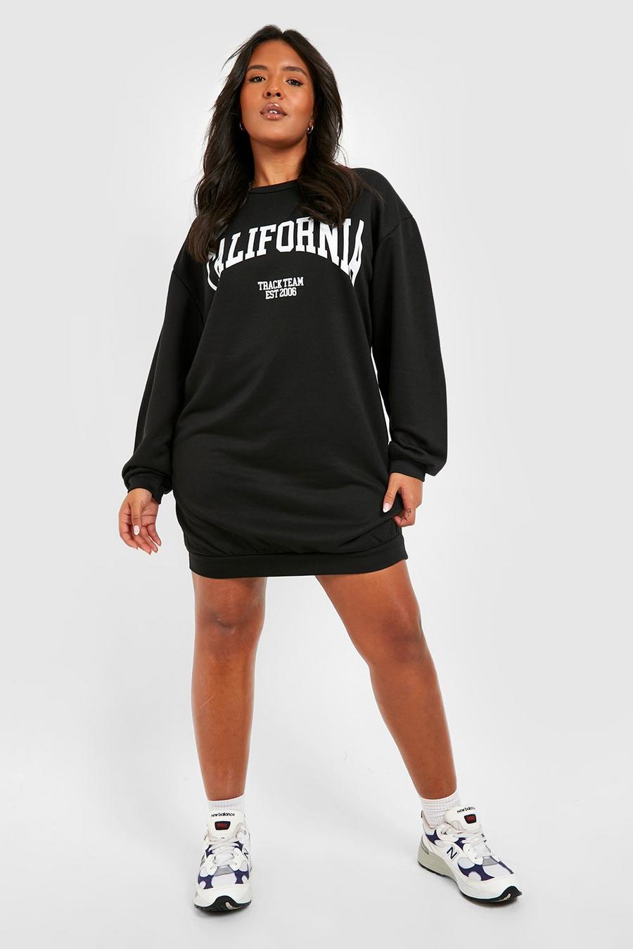 Plus Sweatshirt-Kleid mit California Track Team Print, Black image number 1