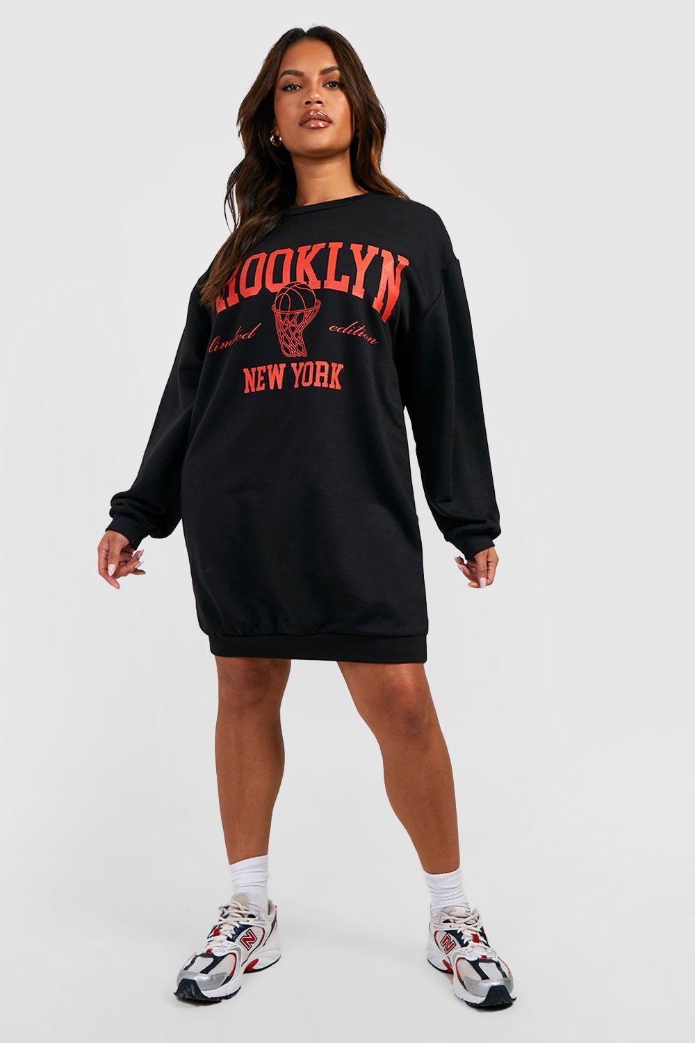 boohoo Plus Size Brooklyn New York Printed Sweat Dress