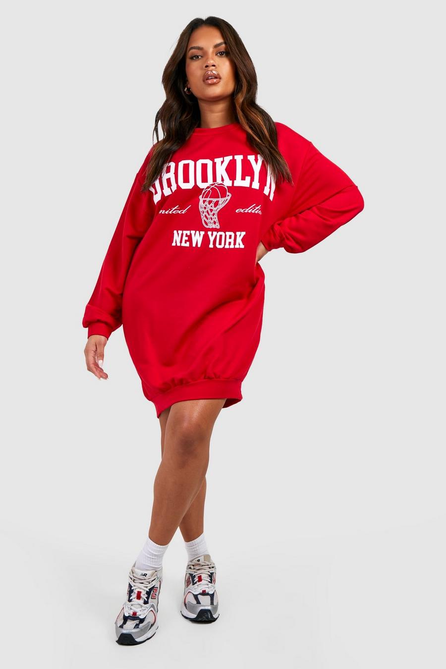 Red Plus Brooklyn New York Printed Sweat Dress image number 1