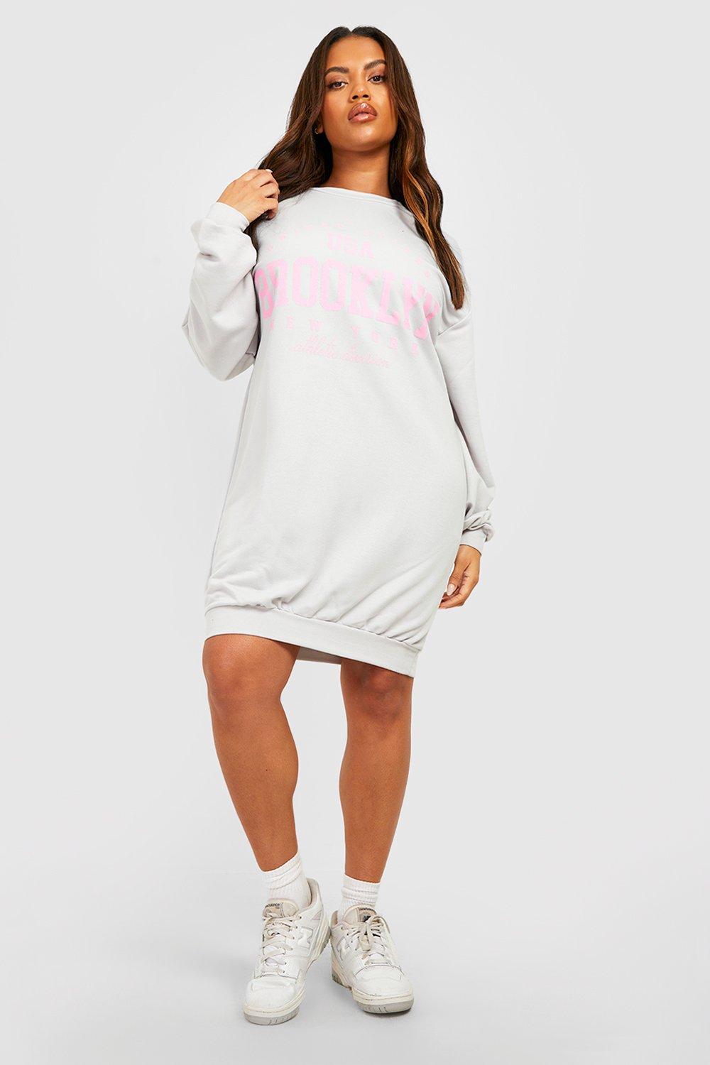 boohoo Plus Size Brooklyn New York Printed Sweat Dress