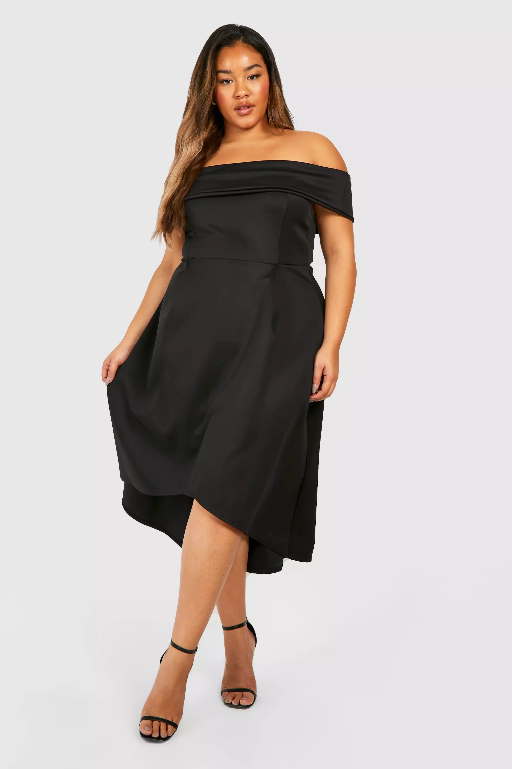 Off the shoulder midi skater sale dress