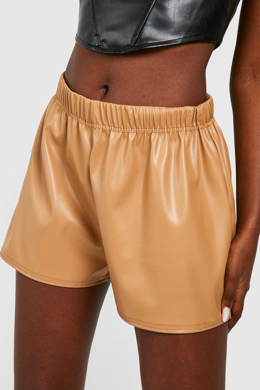 Short simili cuir camel - Short Femme 